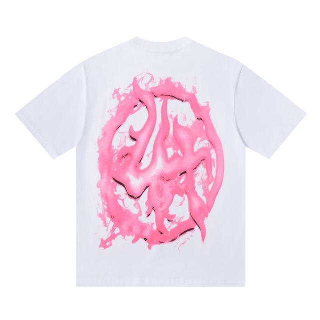 Cough Syrup Horror Teeth Portrait Print Back Irregular Flame Circle Demon Logo Double Sided Print Tee 2 colors 29304000