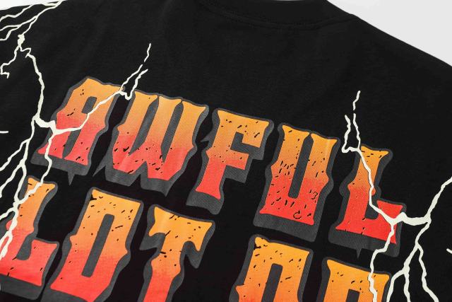 Cough Syrup Bear Holding Syrup Cup Flame Outline Arch Letter Front Orange Red Gradient 3D Block Letter Slogan Print Tee 29303918