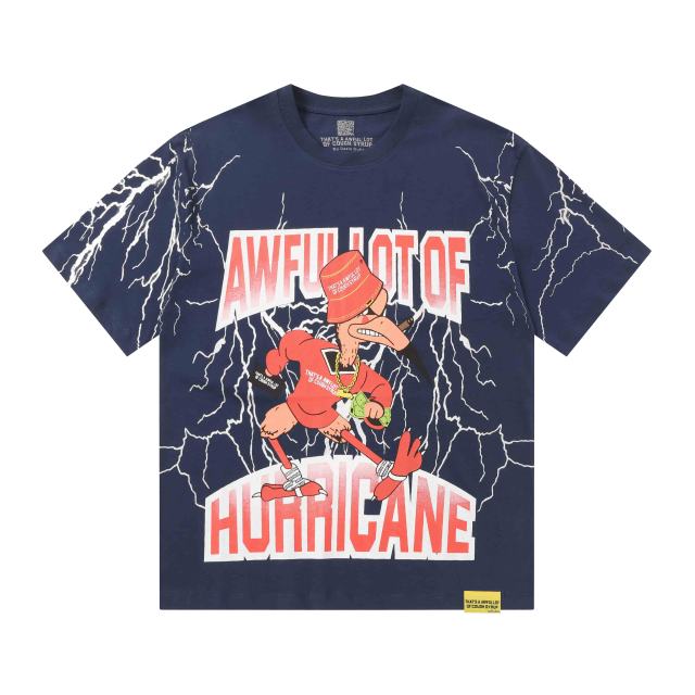 Cough Syrup Full Sleeve White Lightning Hurricane Cartoon Bird Front Gradient Stacked Full Slogan Print Tee 2 colors 29290161