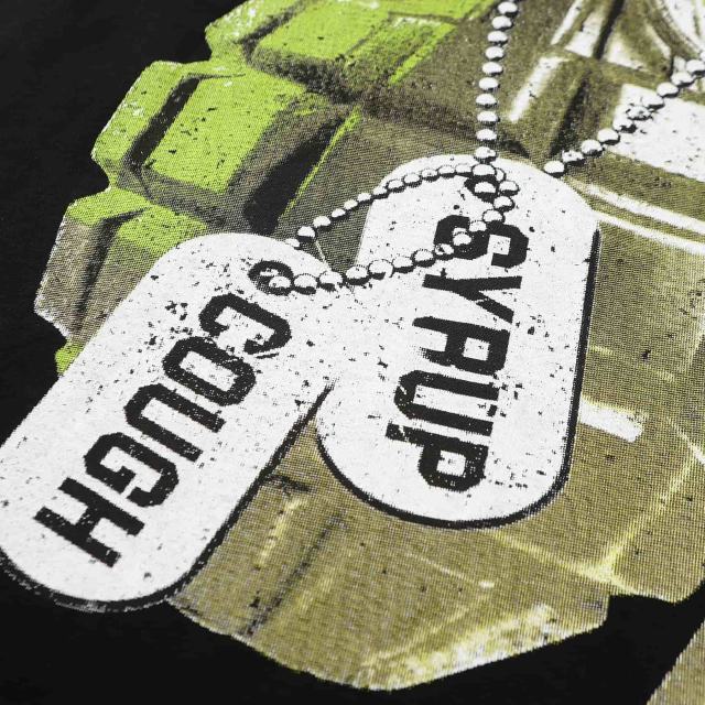 Cough Syrup Vintage Distressed Army Grenade Graphic Back Big Stacked Text Print Tee 29303794