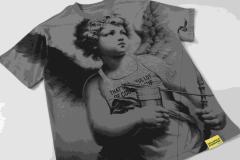 Cough Syrup Sketch Cupid Angel Tattoo Detail Front Gothic Stacked Cursive Slogan Back Tee 4 colors 29290017