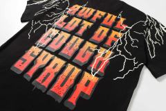 Cough Syrup Bear Holding Syrup Cup Flame Outline Arch Letter Front Orange Red Gradient 3D Block Letter Slogan Print Tee 29303918