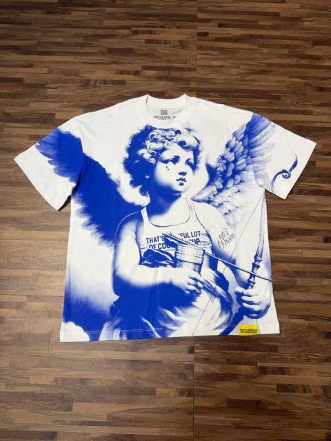 Cough Syrup Sketch Cupid Angel Tattoo Detail Front Gothic Stacked Cursive Slogan Back Tee 4 colors 29290017