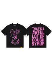 Cough Syrup Pink Line Rodeo Cowboy Cactus Club EST 2018 Front Bold Stacked Letter Tee 29290090