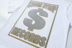 Cough Syrup Luxury Hip Hop Rhinestone Mesh Texture Front Horizontal Slogan Back Framed Dollar Sign Records Logo Tee 29302196