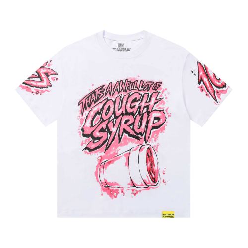 Cough Syrup Pink Splatter Graffiti Cup Front Back Double Sided Print Tee 2 colors 29290023