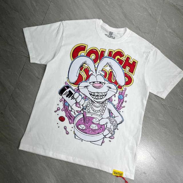 Cough Syrup West Coast Casual Fashion Front Laid Back Cartoon Rabbit Hip Hop Jewelry Syrup Pouring Graffiti Bubble Letter Print 2 colors T-Shirt 29344059