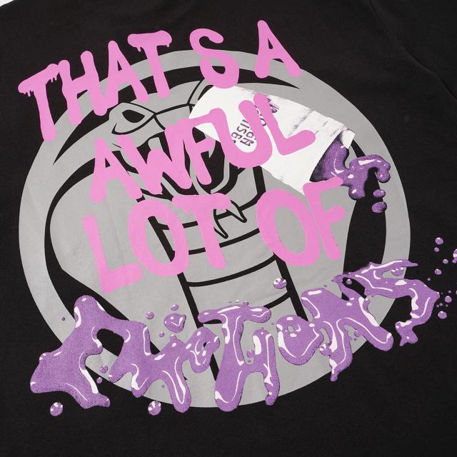 Cough Syrup Two Purple Eye Skull Lightning Front Snake Ring Background Dripping Graffiti Text Print Tee 2 colors 29290122