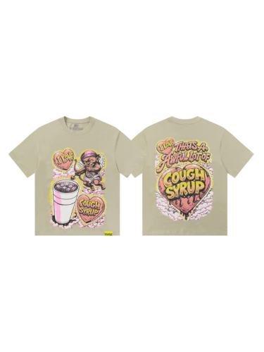 Cough Syrup Comic Cupid Heart Element Front Back Drip Text Slogan Printed Tee 29290026