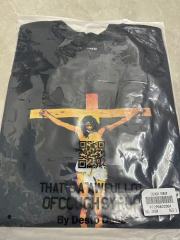 Cough Syrup Jesus Crucifix Portrait Front Large Bold Block Letter FREE JEFF Back Double Sided Print Tee 29303891