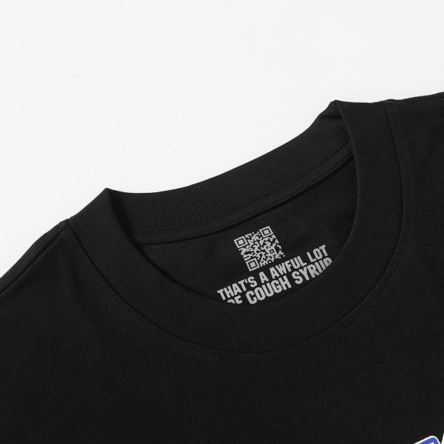 Cough Syrup Hip Hop Streetwear Gothic Stacked Letter Slogan USA Continent Map Emblem Badge Double Side Tee 29303789
