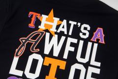 Cough Syrup Y2K Modern Street Front Tiny Star Accent Multicolor Letter Back Big Mixed Color Stacked Text Print T-Shirt 29345354