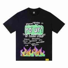 Cough Syrup PO' UP US City Name List Green Box Text Gradient Flame Front Purple Syrup Dripping Disposable Cup Print Tee 2 colors 29303911