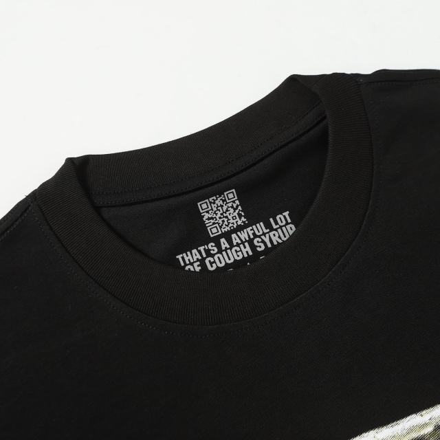 Cough Syrup Vintage Distressed Army Grenade Graphic Back Big Stacked Text Print Tee 29303794