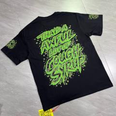 Cough Syrup Dark Grunge Streetwear Front Splatter Paint Toxic Green Jagged Graffiti Letter Overturned Cup Purple Liquid Print Oversized T-Shirt 29343950