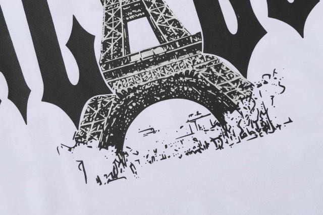 Cough Syrup Sketch Texture Eiffel Tower ALCS Gothic Letter Front Embedded Tower Stacked Slogan Tee 2 colors 29290147