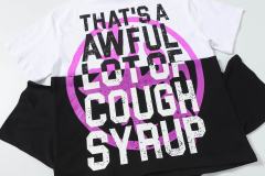 Cough Syrup Pink Graffiti Typography Dual Line Front Circular Frame Grunge Text Print Tee 2 colors 29303963