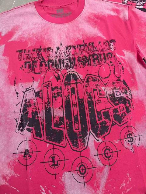 Cough Syrup Gothic Stacked ALDCS Letter Crosshair Target Circle Detail Large Worn Number 18 Graphic Print Tee 2 colors 29303872