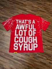 Cough Syrup Full Sleeve White Lightning Hurricane Cartoon Bird Front Gradient Stacked Full Slogan Print Tee 2 colors 29290161