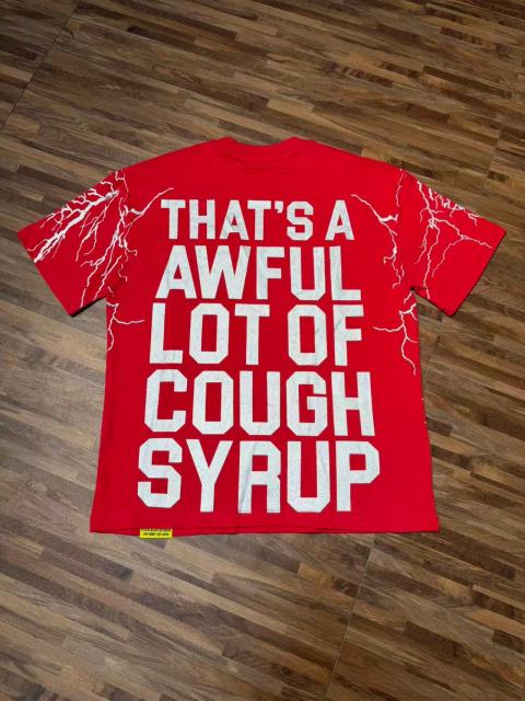 Cough Syrup Full Sleeve White Lightning Hurricane Cartoon Bird Front Gradient Stacked Full Slogan Print Tee 2 colors 29290161
