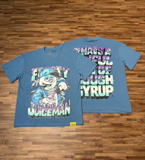 Cough Syrup West Coast Hip Hop Drip Gradient Bubble Letter Juiceman Cartoon Graphic Front Multi Layer Outline Stacked Slogan Tee 2 colors 29302092