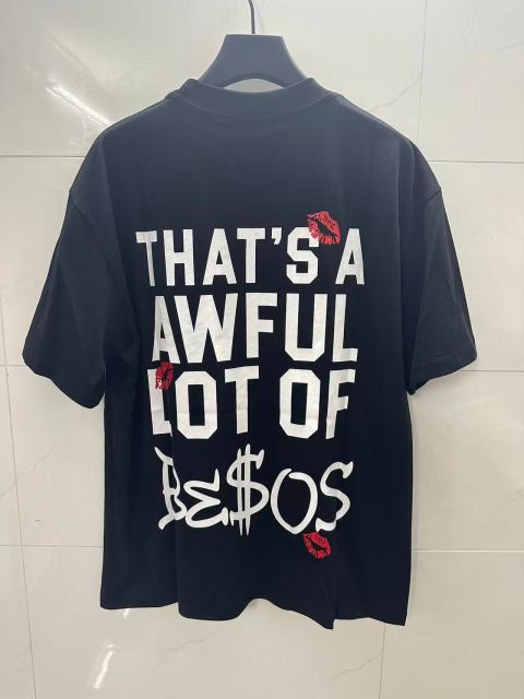 Cough Syrup Lip Print Decorated Front Small Text Back Stacked Bold Letter Cursive Word Print Tee 29303861