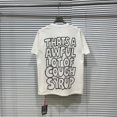 Cough Syrup Retro Cartoon Streetwear Bright White Tone Hip Hop Rooster Character Syrup Bottle Splashing Liquid Vintage Graffiti Art Print T-Shirt 29344157