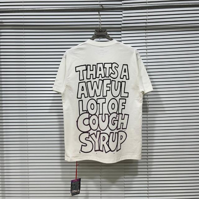 Cough Syrup Retro Cartoon Streetwear Bright White Tone Hip Hop Rooster Character Syrup Bottle Splashing Liquid Vintage Graffiti Art Print T-Shirt 29344157