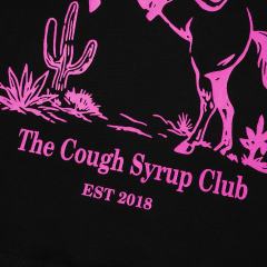 Cough Syrup Pink Line Rodeo Cowboy Cactus Club EST 2018 Front Bold Stacked Letter Tee 29290090
