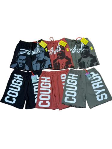 Hip Hop Portrait Graphic Cough Syrup Letter Print Drawstring Casual Street Sweat Shorts 11 colors 29288610