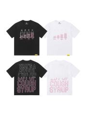 Cough Syrup Four Outline Syrup Bottles Pink Polka Dot Liquid Level Front Half Pink Dot Filled Stacked Slogan Tee 2 colors 29290183