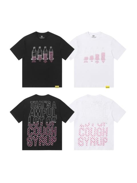 Cough Syrup Four Outline Syrup Bottles Pink Polka Dot Liquid Level Front Half Pink Dot Filled Stacked Slogan Tee 2 colors 29290183