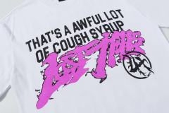 Cough Syrup Pink Graffiti Typography Dual Line Front Circular Frame Grunge Text Print Tee 2 colors 29303963