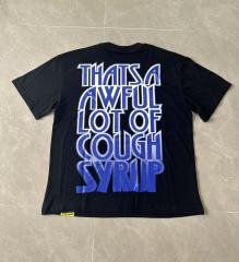 Cough Syrup Hip Hop Streetwear Gothic Stacked Letter Slogan USA Continent Map Emblem Badge Double Side Tee 29303789