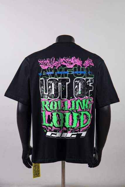 Cough Syrup Y2K Dark Street Front Halloween Carnival Graveyard Monster Sea Lion Drip Font Print Back Contrast Layer Graffiti Oversized T-Shirt 29343932