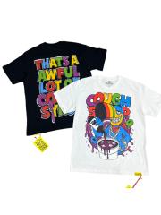 Cough Syrup Cartoon Hip Hop Streetwear Front Multicolor Toucan Bird Grill Teeth Jewelry Pouring Purple Syrup Cup Drip Rainbow Letter Print T-Shirt 2 colors 29344027