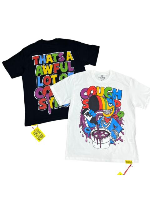 Cough Syrup Cartoon Hip Hop Streetwear Front Multicolor Toucan Bird Grill Teeth Jewelry Pouring Purple Syrup Cup Drip Rainbow Letter Print T-Shirt 2 colors 29344027