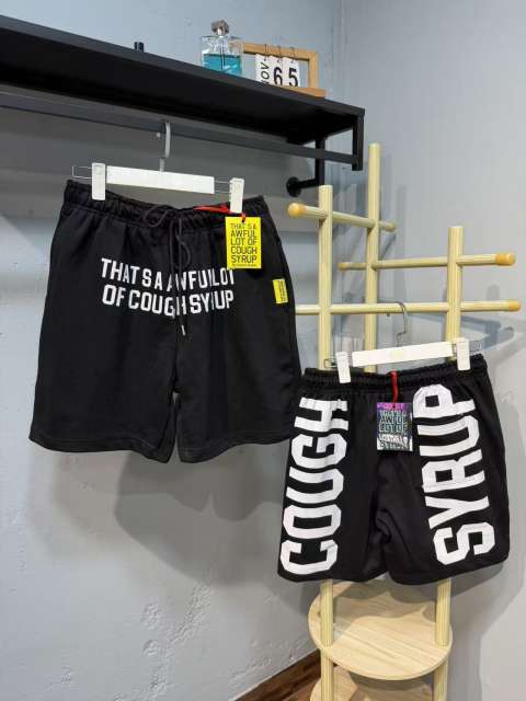 Hip Hop Portrait Graphic Cough Syrup Letter Print Drawstring Casual Street Sweat Shorts 11 colors 29288610