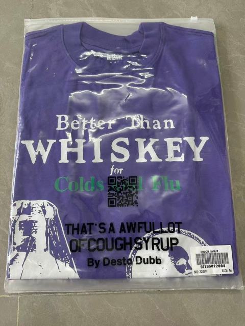 Cough Syrup Retro Old Fashion Drug Label Typography Front Comic Bubble Text Graphic Print Tee 29303849