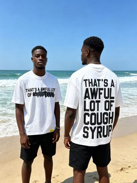 Cough Syrup Obscured Text TR17 Mark Front Full Big Letter Slogan Back Tee 2 colors 29288697