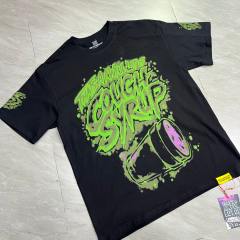 Cough Syrup Dark Grunge Streetwear Front Splatter Paint Toxic Green Jagged Graffiti Letter Overturned Cup Purple Liquid Print Oversized T-Shirt 29343950
