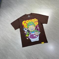 Cough Syrup West Coast Casual Fashion Chocolate Brown Laid Back Leprechaun Mascot Pour Syrup Graffiti Bubble Font Print T-Shirt 29344165