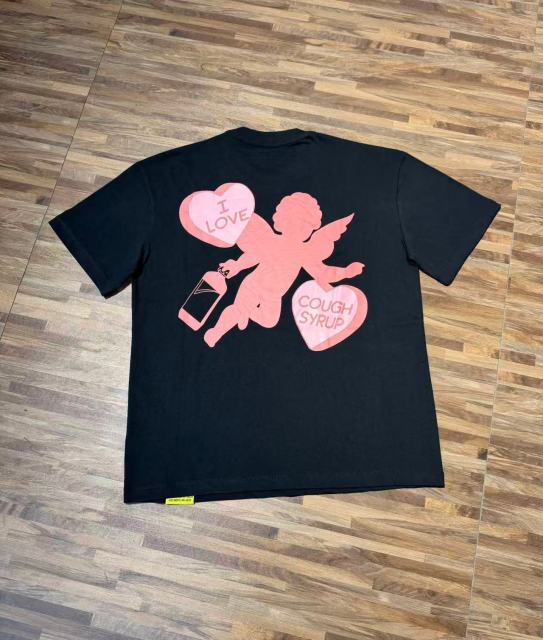 Cough Syrup I Love Nested Heart Front Cupid Angel Syrup Bottle Back Double Sided Print Tee 2 colors 29290046