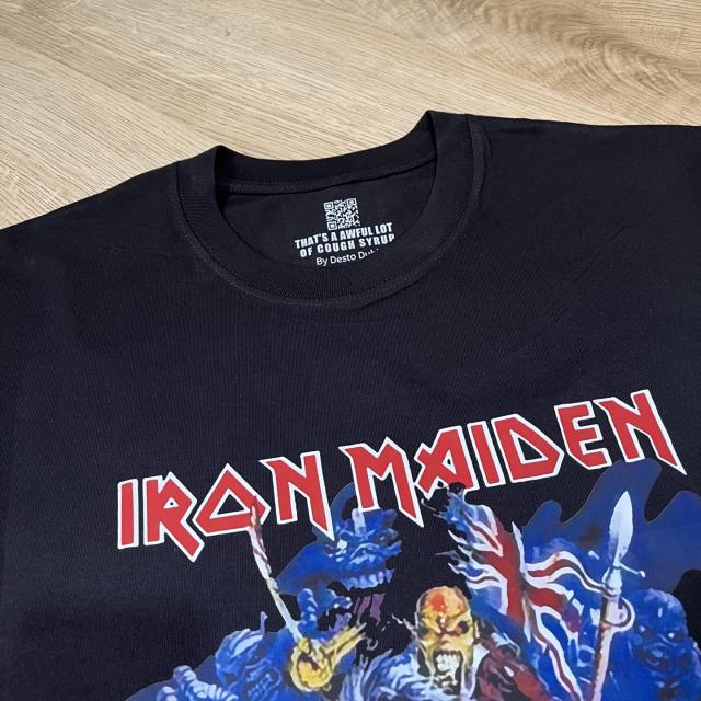 Cough Syrup Heavy Metal Rock Streetwear Front Iron Maiden Skeleton Warrior Horse Battle Scene Band Logo Print T-Shirt 29345277
