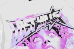 Cough Syrup Screaming Horror Portrait Distressed Bottom Text Front Pink Circular Ring Demon Silhouette Graphic Print Tee 2 colors 29303988