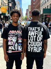 Cough Syrup Asaali Retro Magazine Clipping Collage Figure Front Back Bold Slogan Oversized Tee 29288682