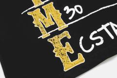 Cough Syrup Vertical Stacked Pharmacy Words Front Large Faded Gold Block Letter Slogan Print Tee 29303867