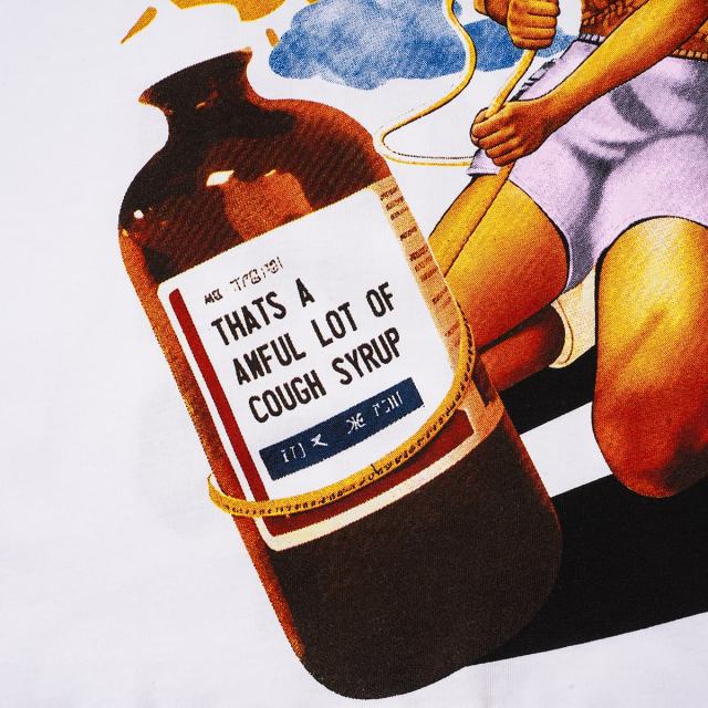 Cough Syrup Pin-Up Lady Syrup Bottle Front Red Graffiti Overlay Stacked Letter Back Print Tee 29290078