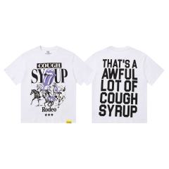 Cough Syrup Running Horses Purple Tongue Split Letter Front Full Stacked Slogan Back Tee 2 colors 29290051