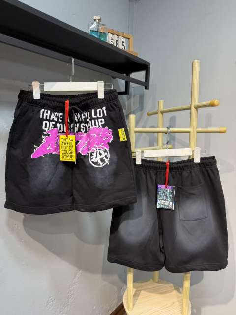 Hip Hop Portrait Graphic Cough Syrup Letter Print Drawstring Casual Street Sweat Shorts 11 colors 29288610
